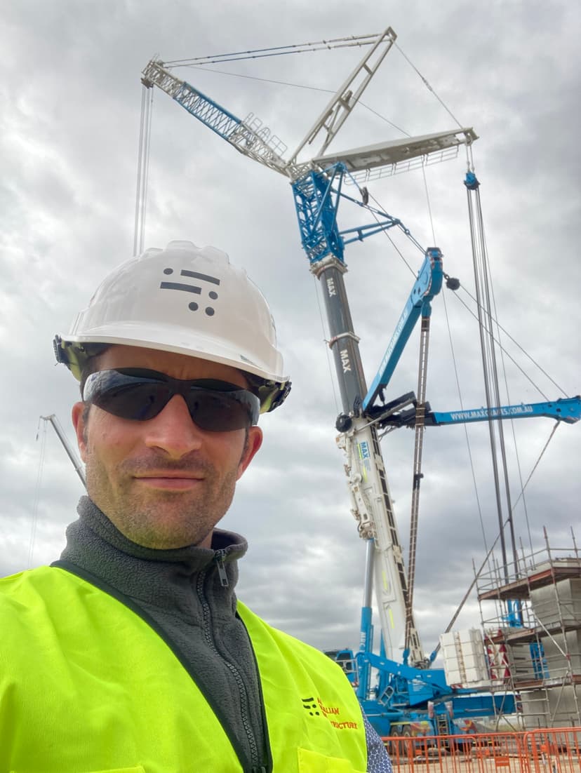 Jerome Coly on site at Osborne Naval Shipyards with the 1,200-tonne crane in the background